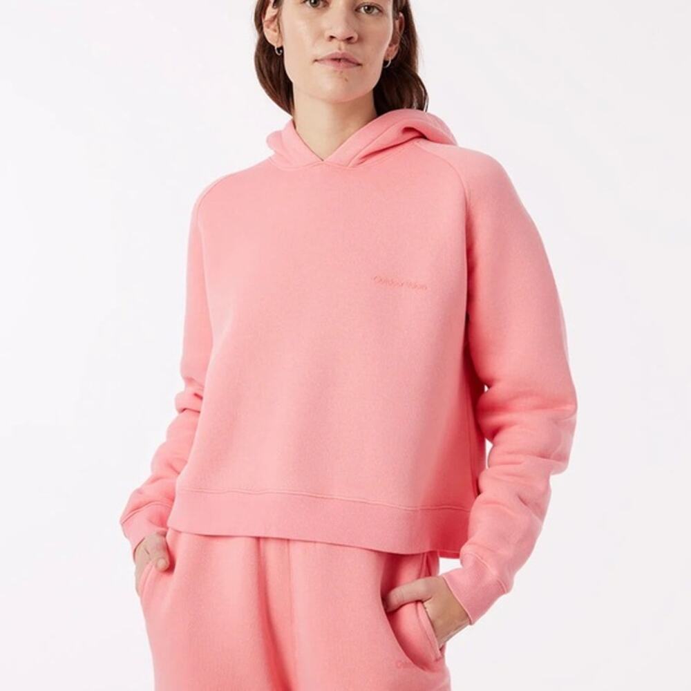 OUTDOOR VOICES Women's Pink Cropped Fleece Hoodie Sweater